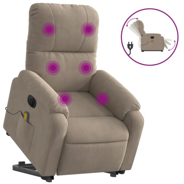 vidaXL Massagesessel Aufstehhilfe Elektrisch Taupe Mikrofasergewebe