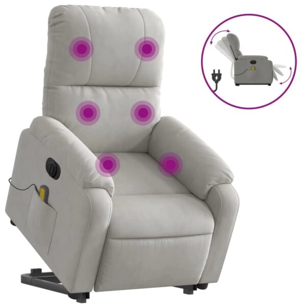 vidaXL Massagesessel Aufstehhilfe Elektrisch Hellgrau Mikrofasergewebe vidaXL Massagesessel Aufstehhilfe Elektrisch Hellgrau Mikrofasergewebe