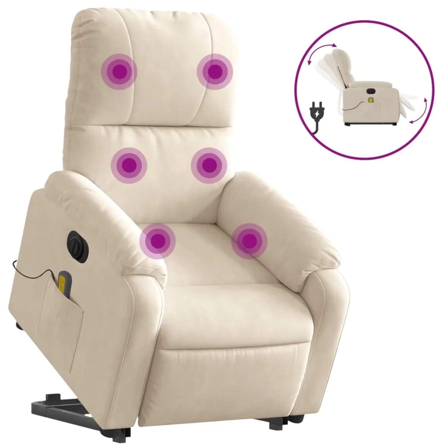 vidaXL Massagesessel Aufstehhilfe Elektrisch Beige Mikrofasergewebe