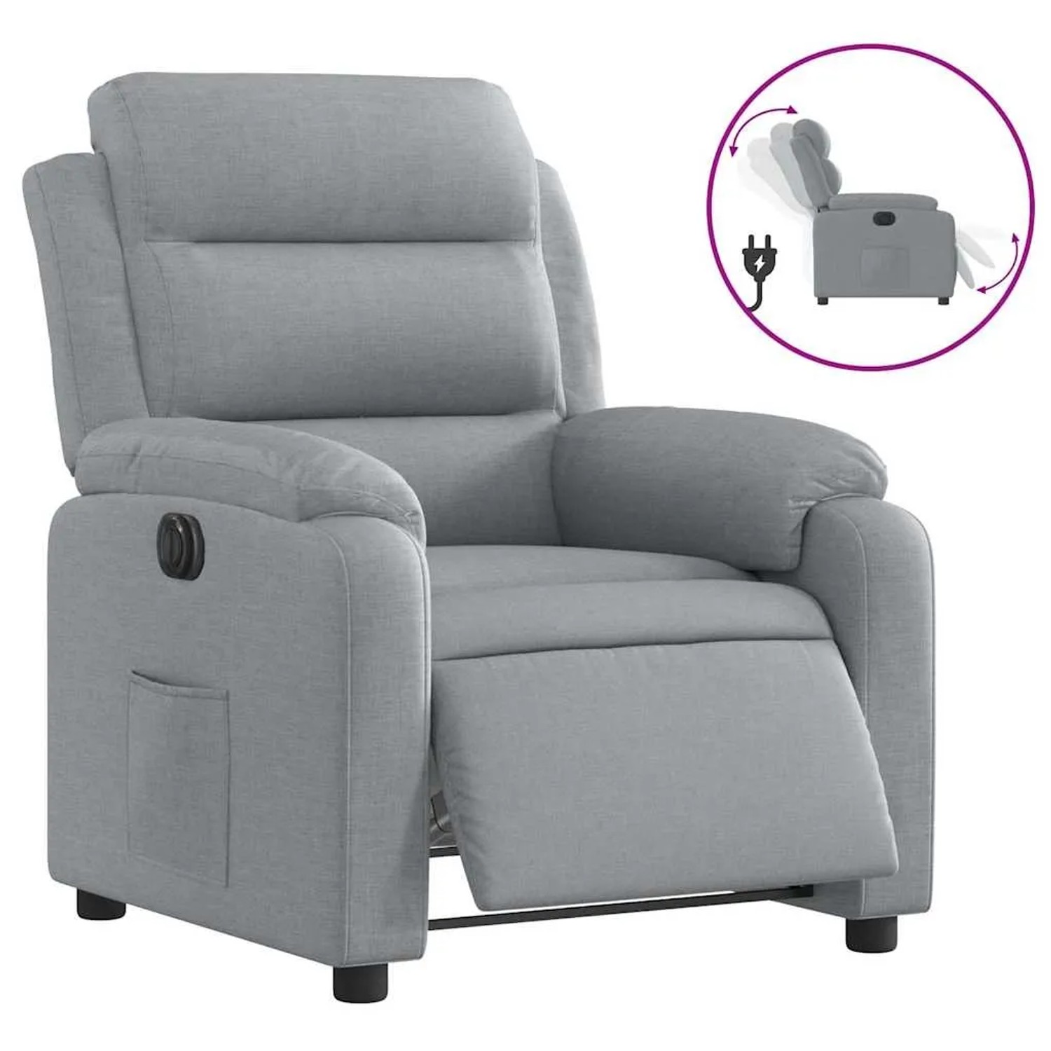 vidaXL Relaxsessel Elektrisch Hellgrau Stoff 3204956