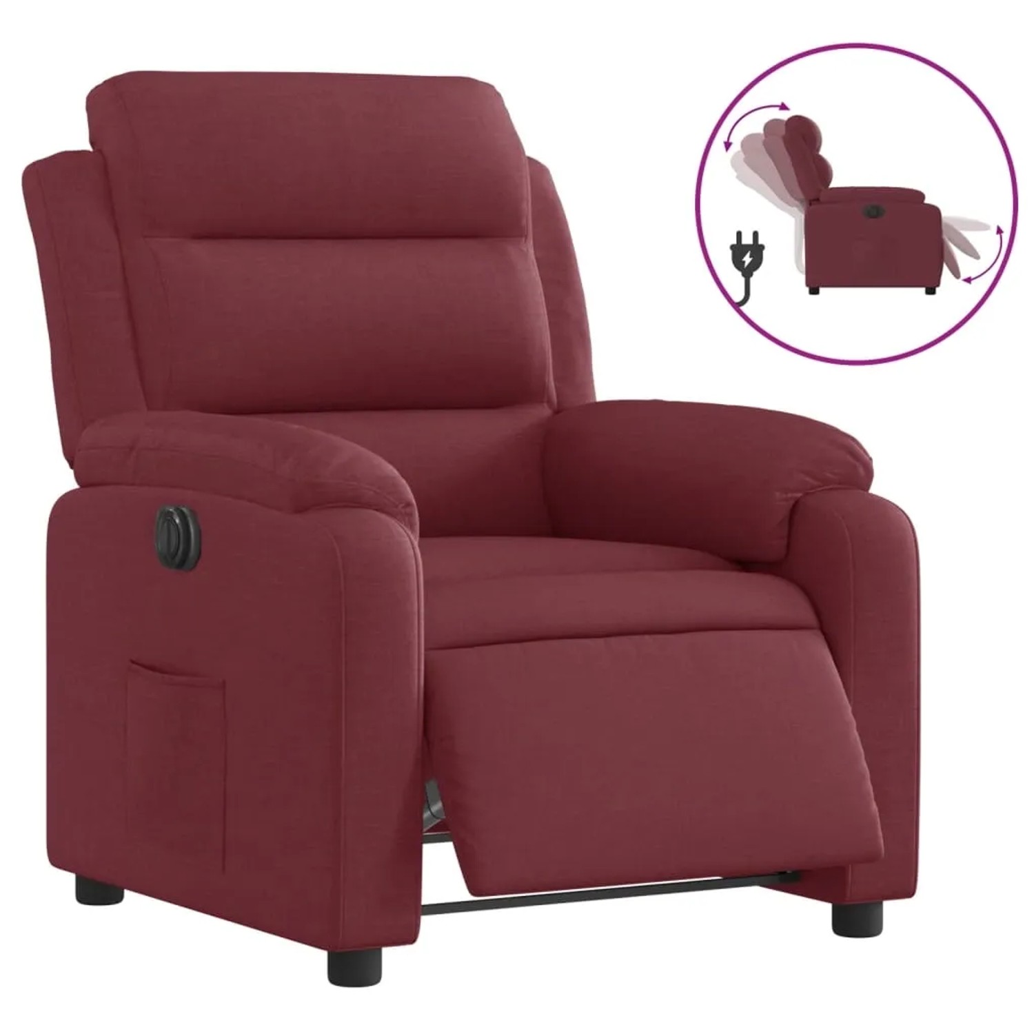vidaXL Relaxsessel Elektrisch Weinrot Stoff 3204959