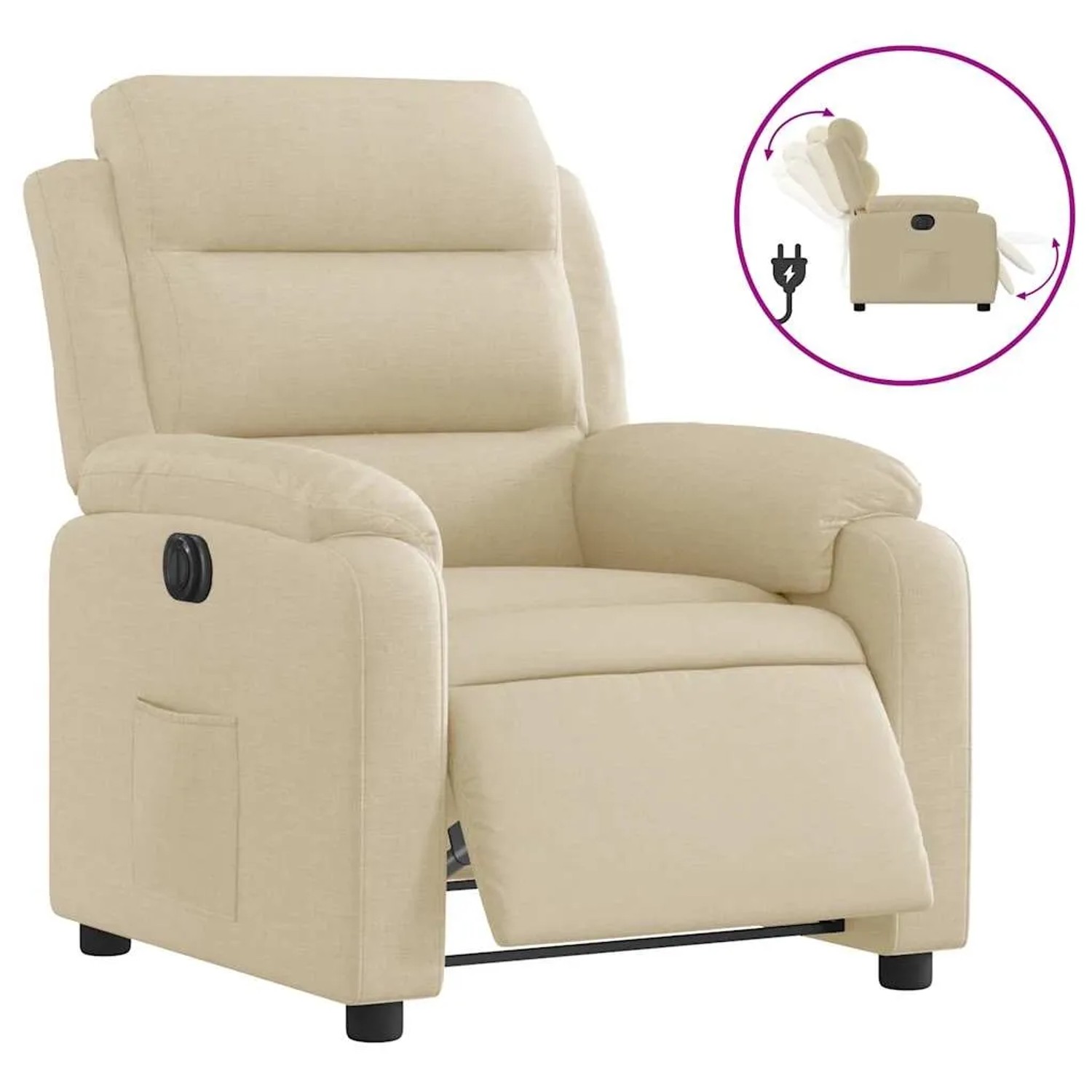 vidaXL Relaxsessel Elektrisch Creme Stoff 3204965