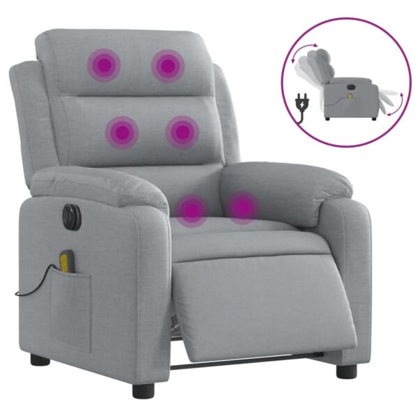 vidaXL Massagesessel Elektrisch Hellgrau Samt Modell 11