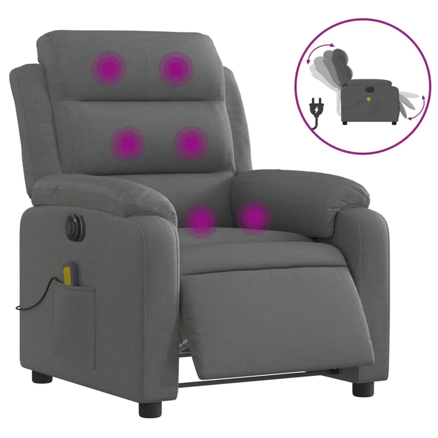 vidaXL Massagesessel Elektrisch Dunkelgrau Samt Modell 3