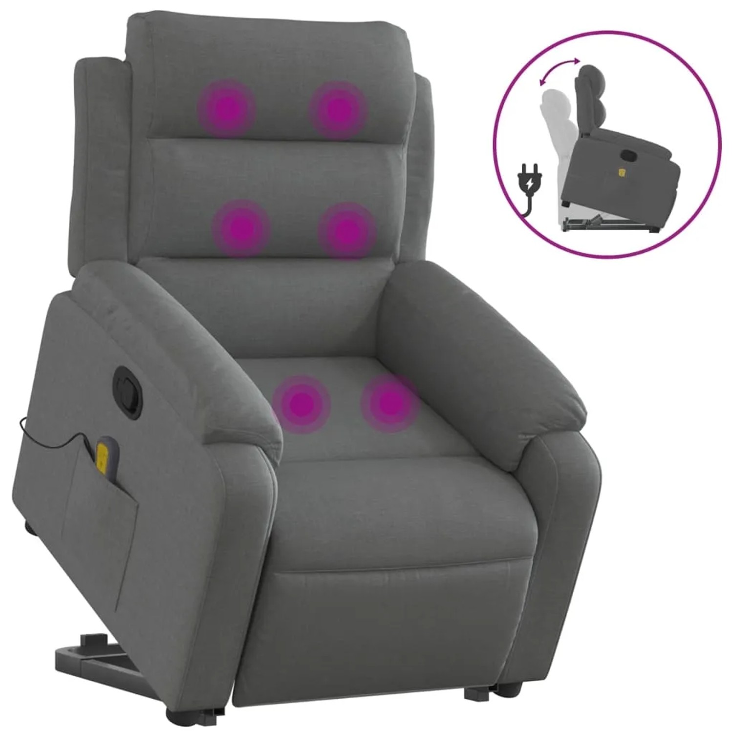 vidaXL Massagesessel mit Aufstehhilfe Dunkelgrau Samt Modell 9