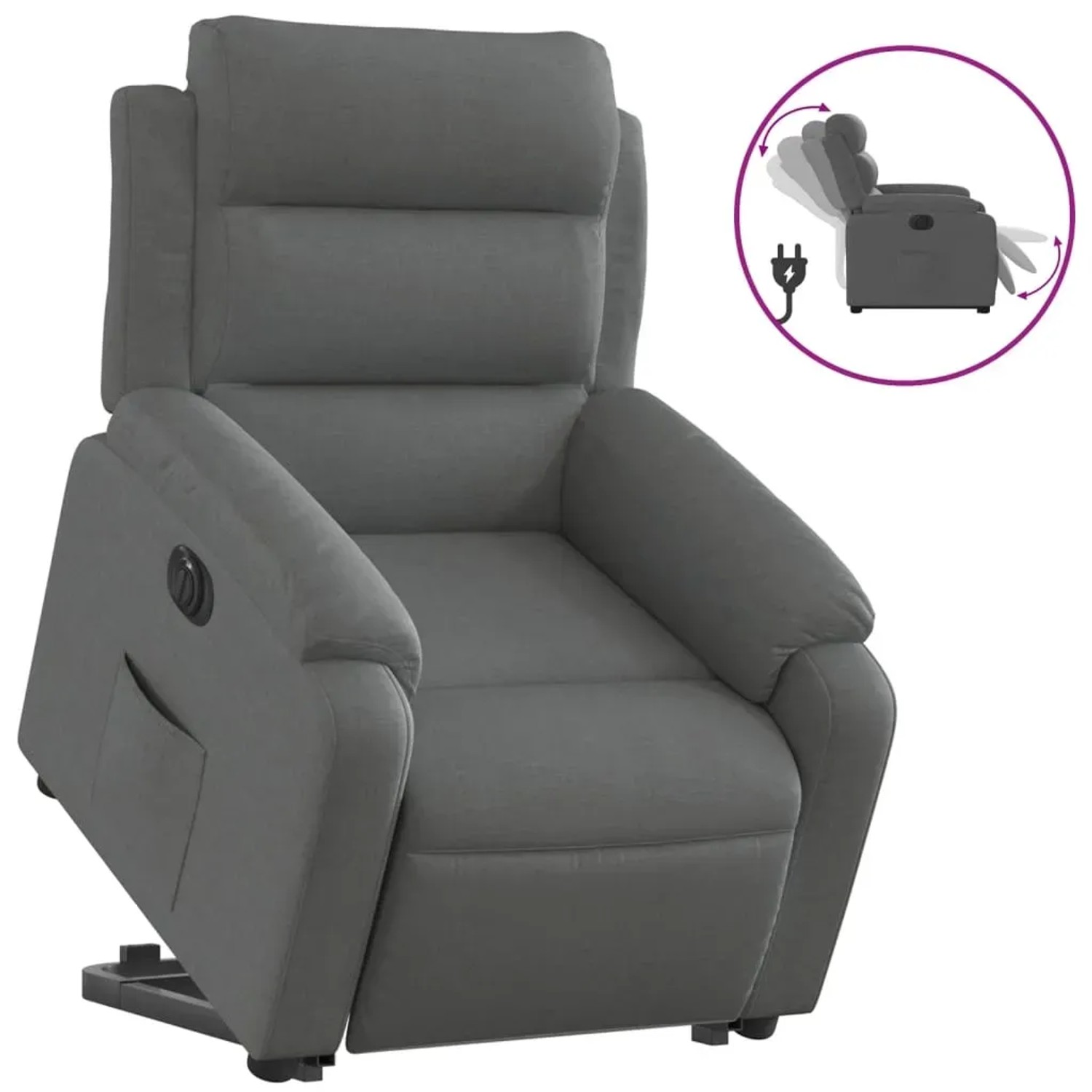 vidaXL Relaxsessel mit Aufstehhilfe Elektrisch Dunkelgrau Stoff Modell 2
