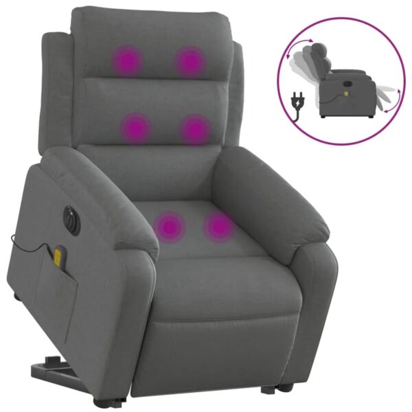 vidaXL Elektrischer Massagesessel mit Aufstehhilfe Dunkelgrau Stoff Modell 1 vidaXL Elektrischer Massagesessel mit Aufstehhilfe Dunkelgrau Stoff Modell 1