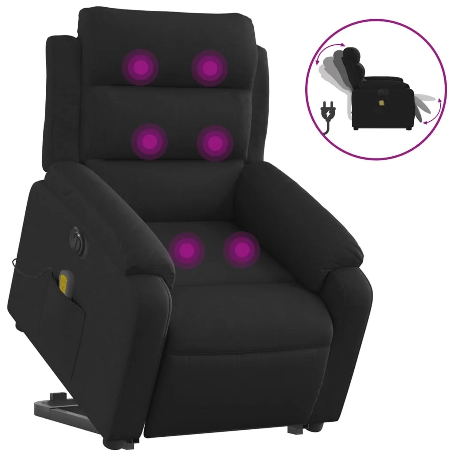 vidaXL Elektrischer Massagesessel mit Aufstehhilfe Schwarz Stoff Modell 4
