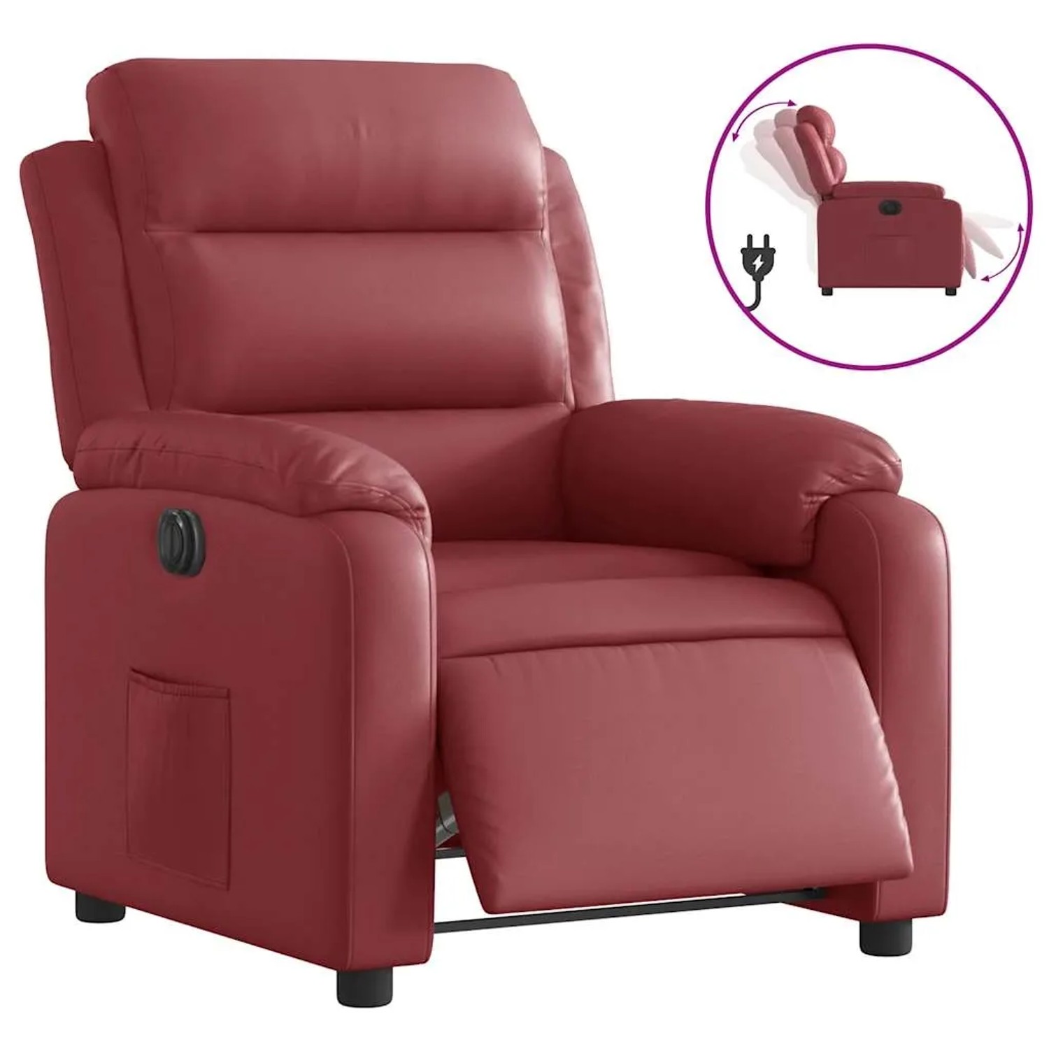 vidaXL Relaxsessel Elektrisch Weinrot Kunstleder 3205032