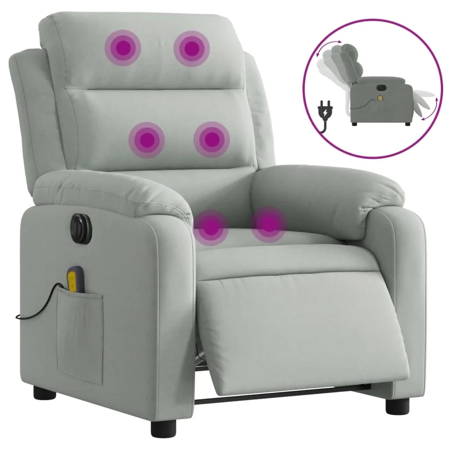 vidaXL Massagesessel Elektrisch Hellgrau Samt Modell 2