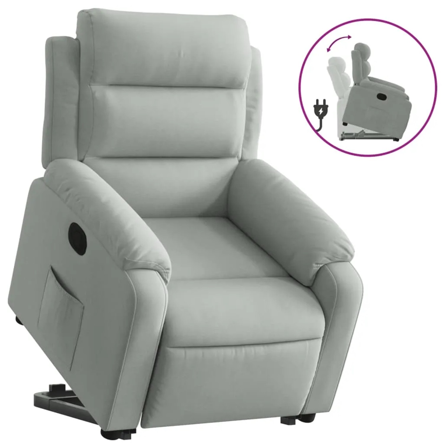 vidaXL Relaxsessel mit Aufstehhilfe Hellgrau Samt Modell 2
