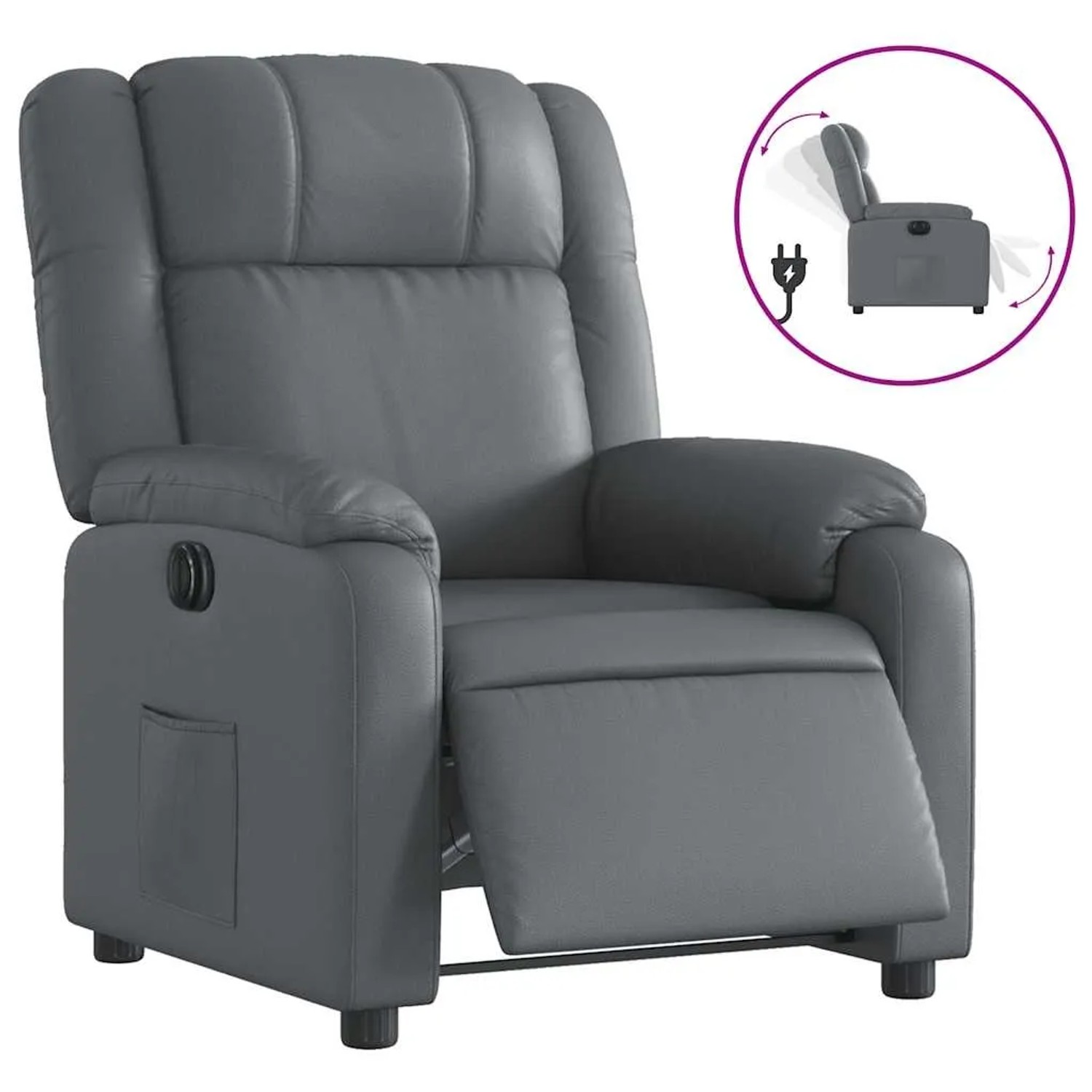 vidaXL Relaxsessel Elektrisch Grau Kunstleder 3205139