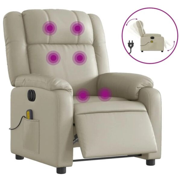 vidaXL Massagesessel Elektrisch Creme Kunstleder Modell 6