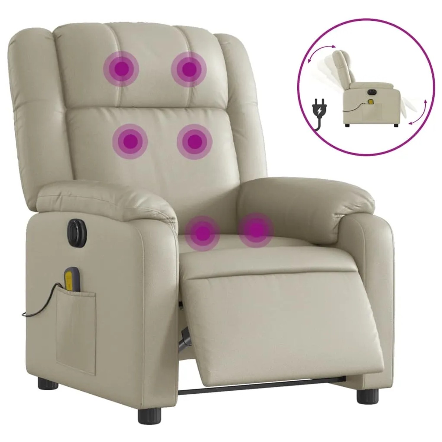 vidaXL Massagesessel Elektrisch Creme Kunstleder Modell 6