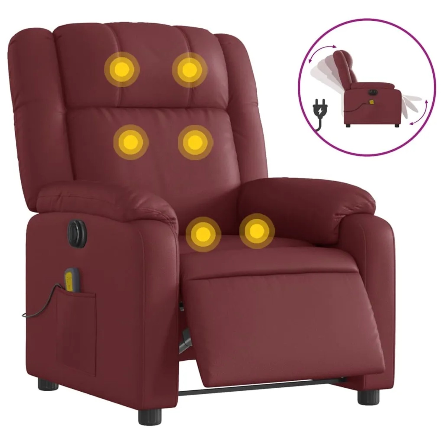 vidaXL Massagesessel Elektrisch Weißrot Kunstleder Modell 1