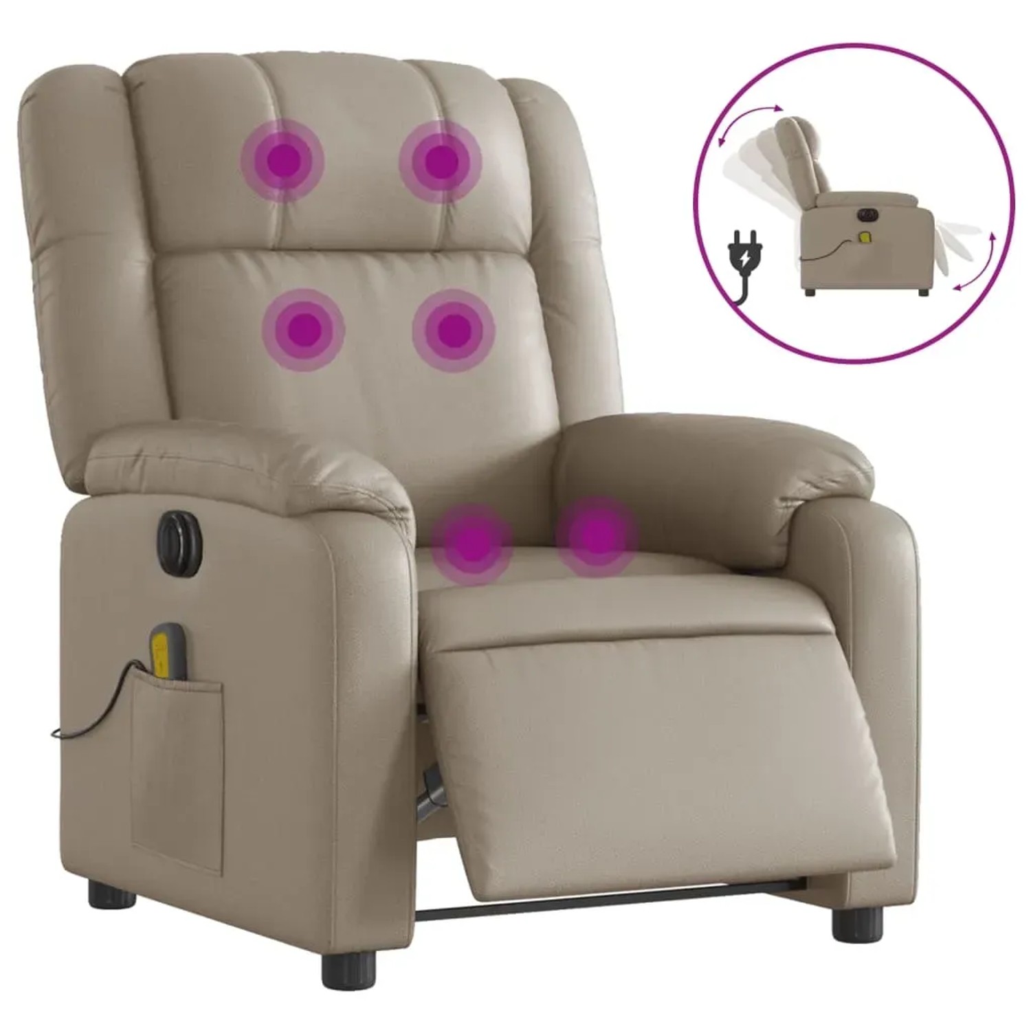 vidaXL Massagesessel Elektrisch Cappuccino-Braun Kunstleder Modell 3