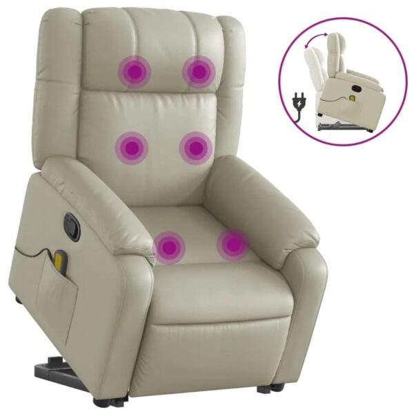 vidaXL Massagesessel mit Aufstehhilfe Creme Kunstleder Modell 7