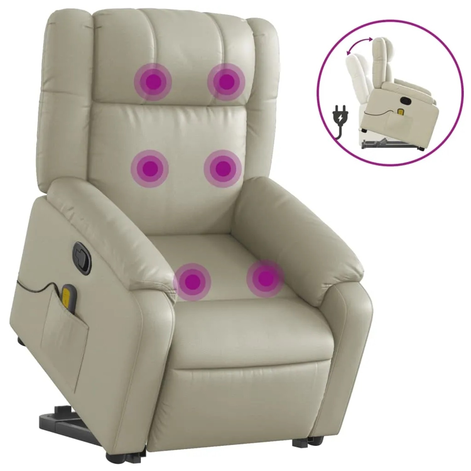 vidaXL Massagesessel mit Aufstehhilfe Creme Kunstleder Modell 7