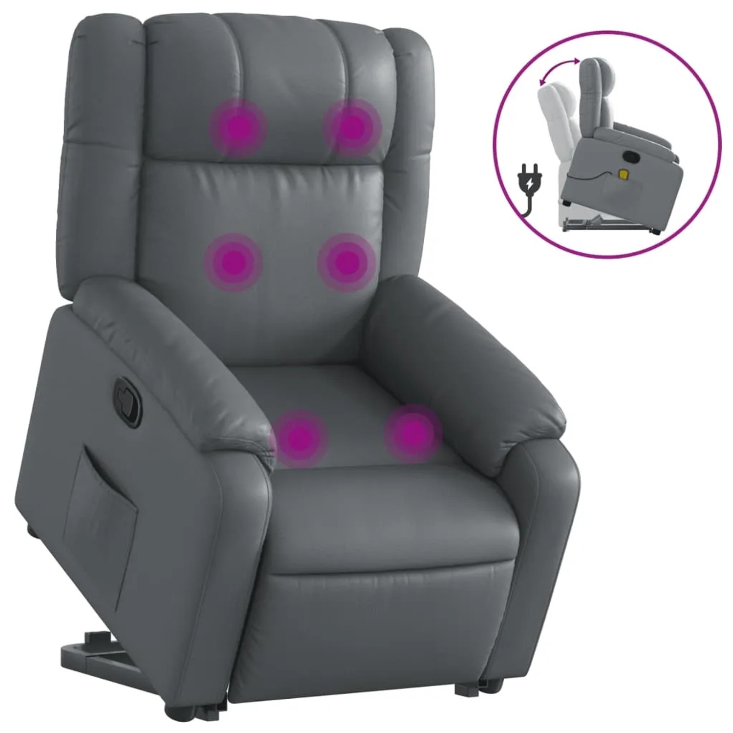 vidaXL Massagesessel mit Aufstehhilfe Grau Kunstleder Modell 1