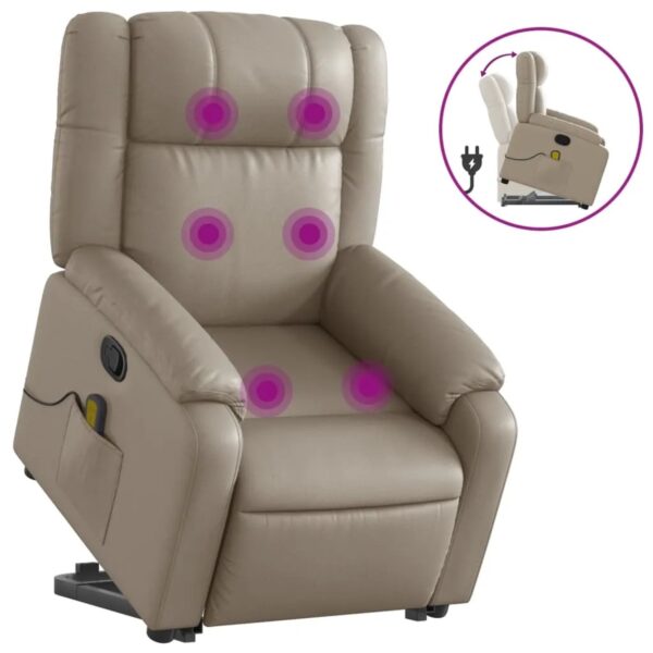 vidaXL Massagesessel mit Aufstehhilfe Cappuccino-Braun Kunstleder Modell 4