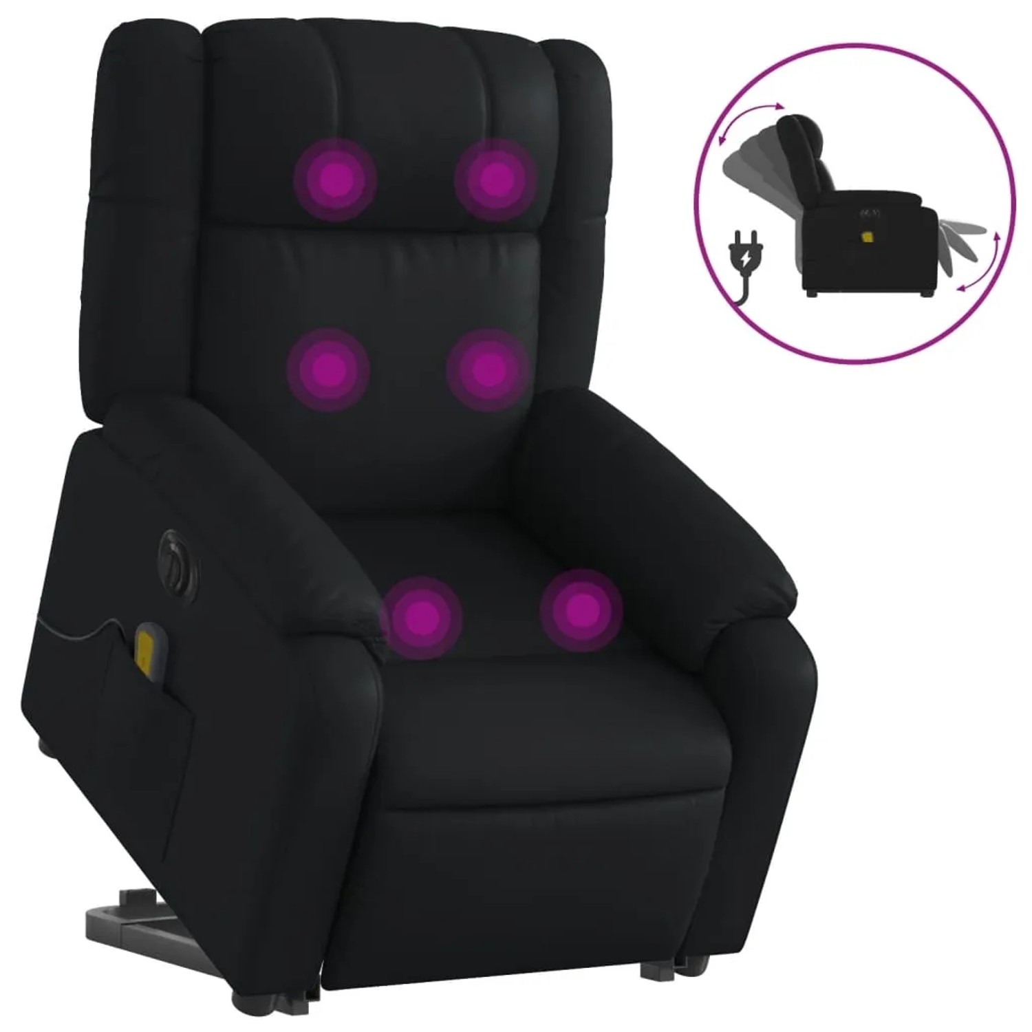 vidaXL Massagesessel mit Aufstehhilfe Elektrisch Schwarz Kunstleder Modell 3
