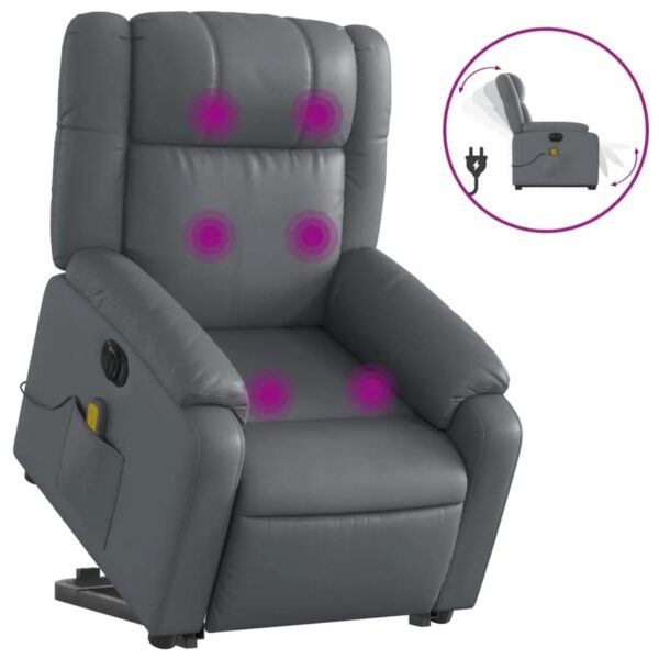 vidaXL Massagesessel mit Aufstehhilfe Elektrisch Grau Kunstleder Modell 1 vidaXL Massagesessel mit Aufstehhilfe Elektrisch Grau Kunstleder Modell 1
