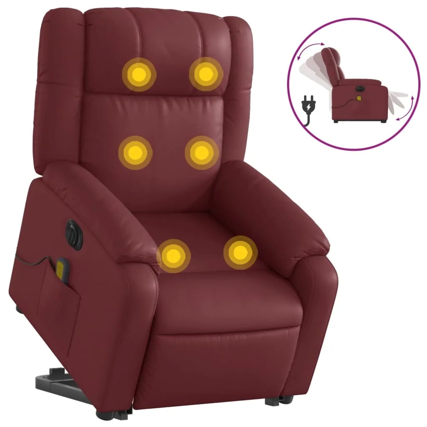 vidaXL Massagesessel mit Aufstehhilfe Elektrisch Weißrot Kunstleder Modell 1
