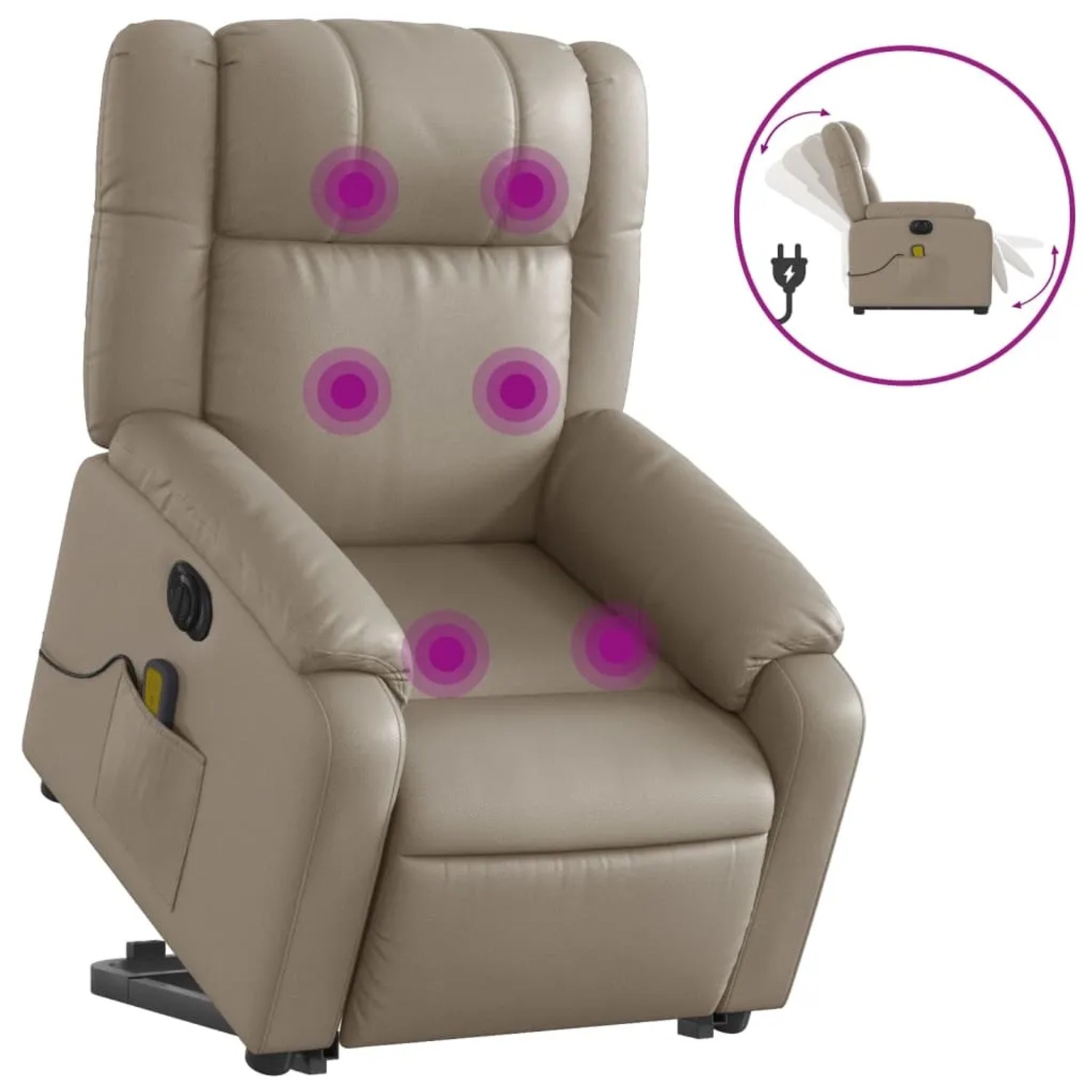 vidaXL Massagesessel mit Aufstehhilfe Elektrisch Cappuccino Kunstleder Modell 3