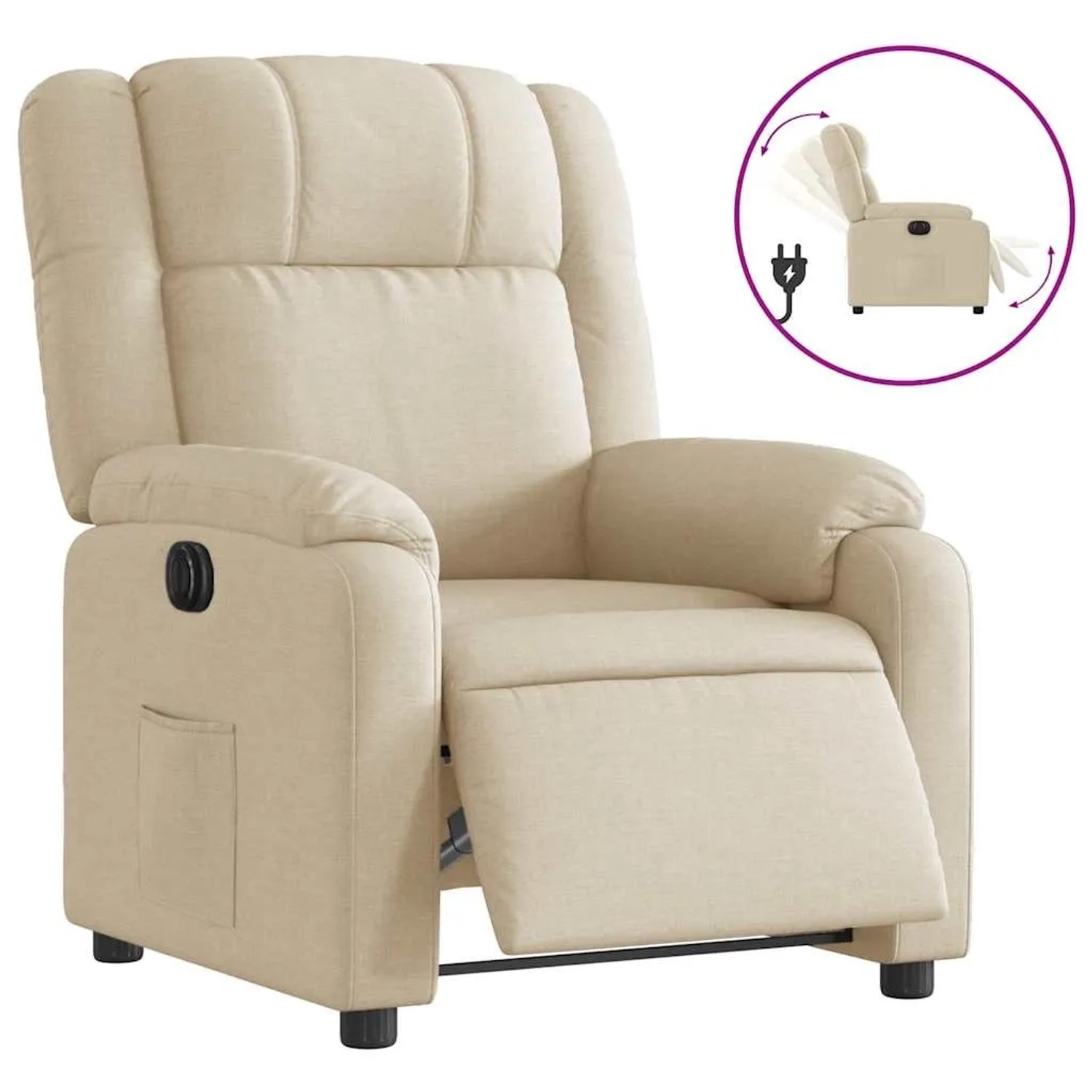 vidaXL Relaxsessel Elektrisch Creme Stoff 3205187