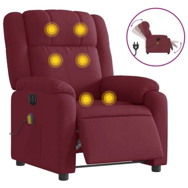 vidaXL Massagesessel Elektrisch Weißrot Stoff Modell 3