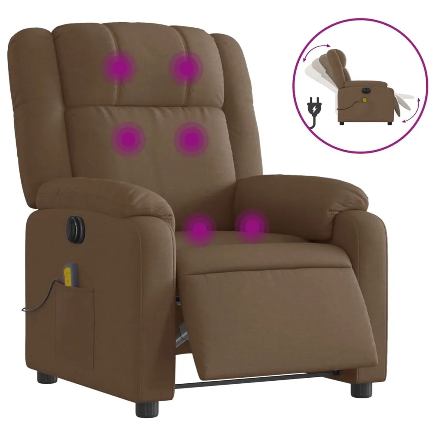 vidaXL Massagesessel Elektrisch Braun Stoff Modell 9