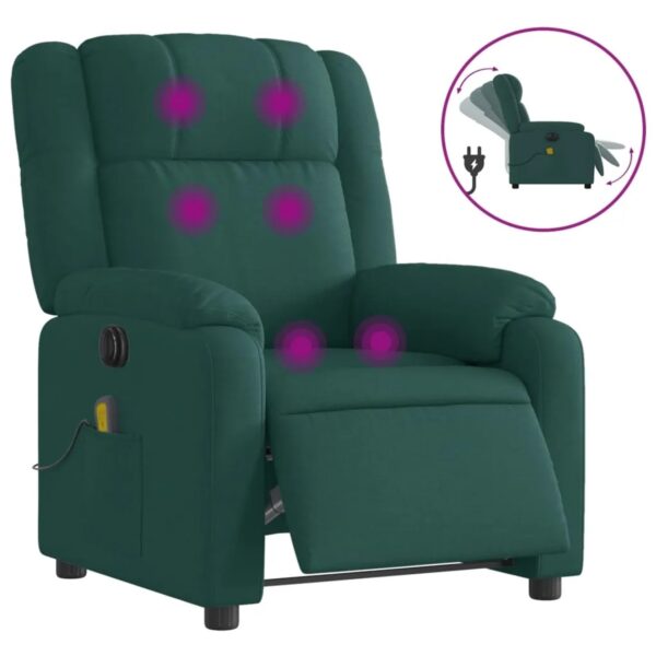 vidaXL Massagesessel Elektrisch Dunkelgrün Stoff Modell 8 vidaXL Massagesessel Elektrisch Dunkelgrün Stoff Modell 8