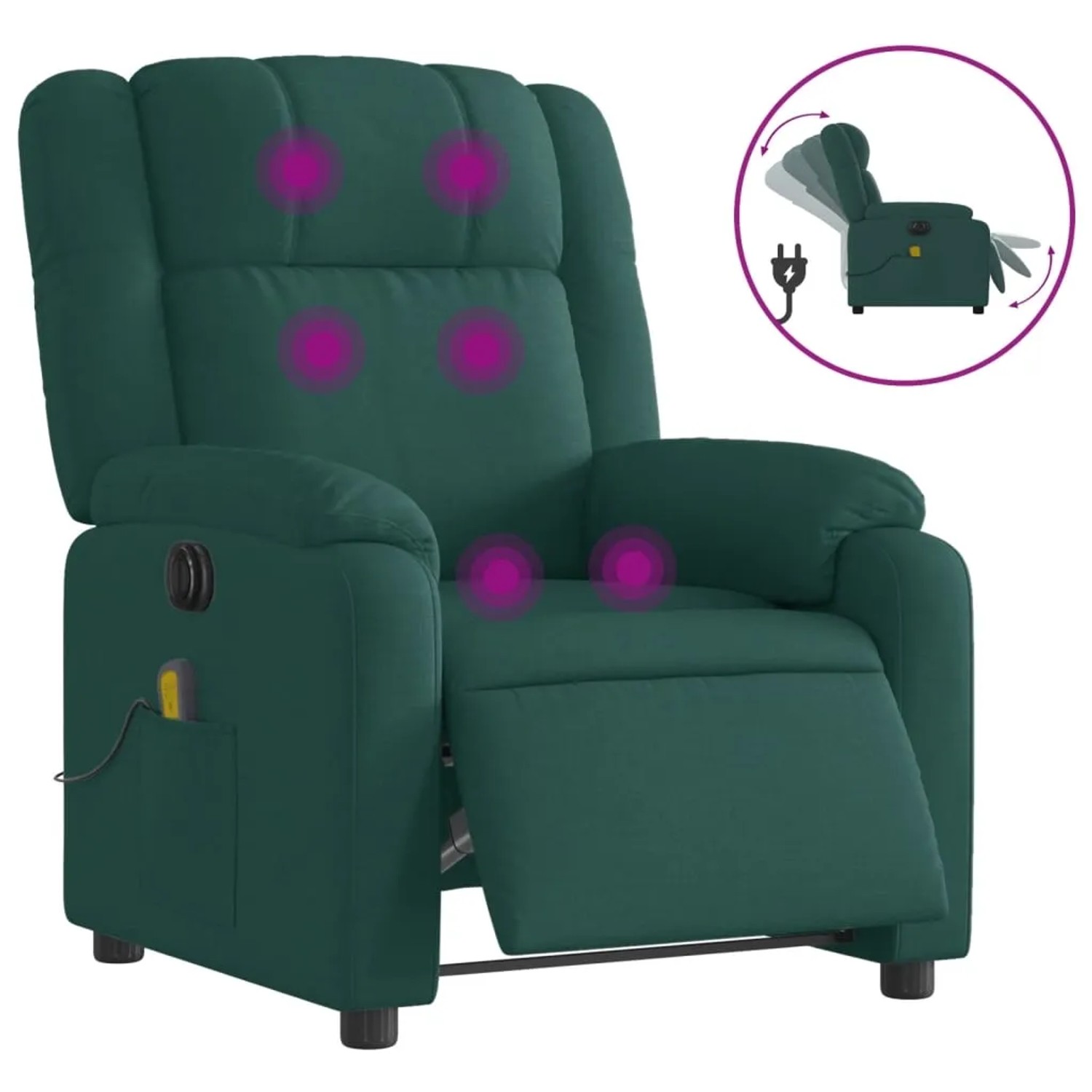 vidaXL Massagesessel Elektrisch Dunkelgrün Stoff Modell 8