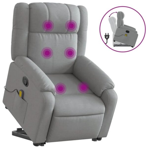 vidaXL Massagesessel mit Aufstehhilfe Hellgrau Samt Modell 5 vidaXL Massagesessel mit Aufstehhilfe Hellgrau Samt Modell 5