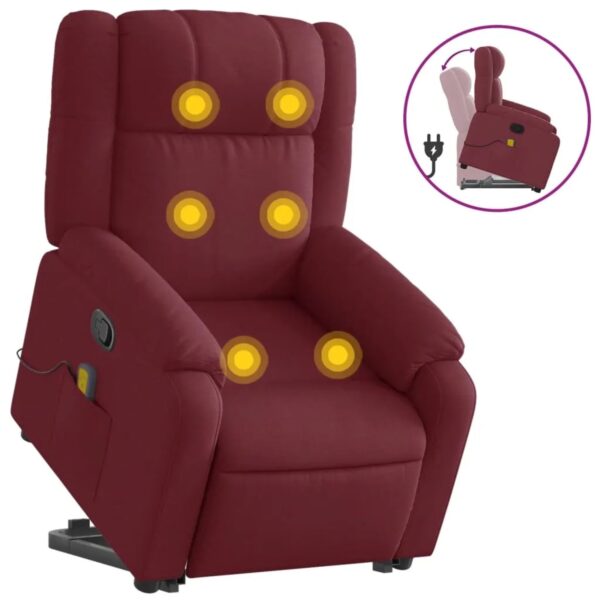 vidaXL Massagesessel mit Aufstehhilfe Weißrot Stoff Modell 10