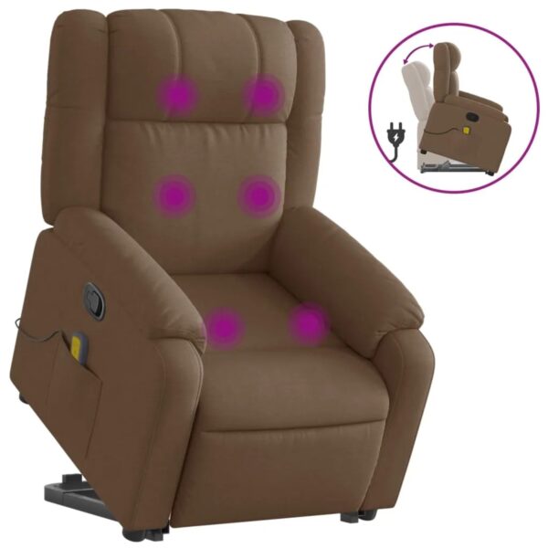 vidaXL Massagesessel mit Aufstehhilfe Braun Stoff Modell 10