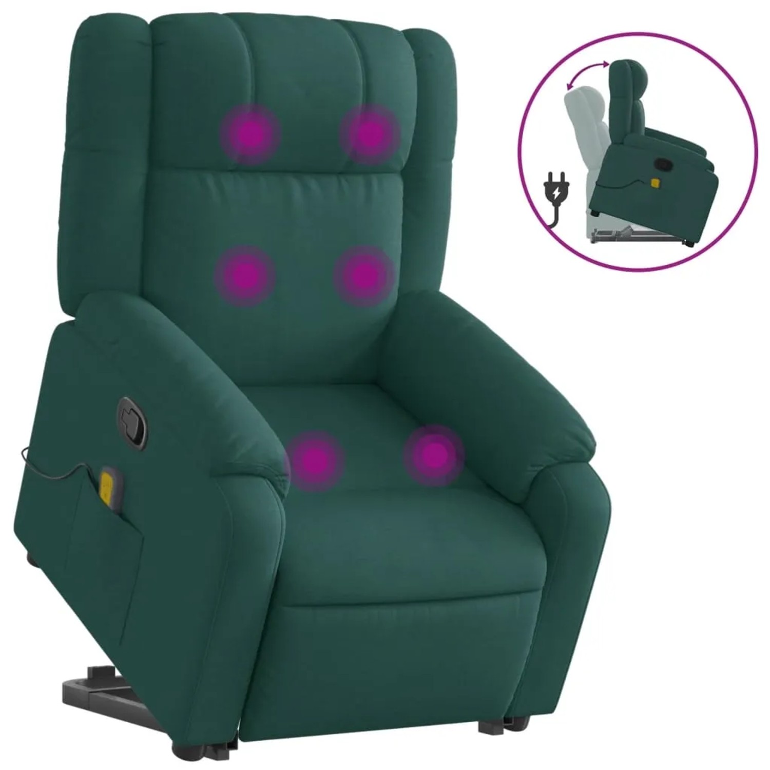 vidaXL Massagesessel mit Aufstehhilfe Dunkelgrün Stoff Modell 10