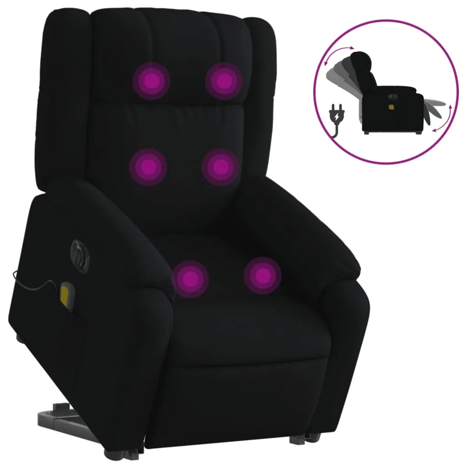 vidaXL Elektrischer Massagesessel mit Aufstehhilfe Schwarz Stoff Modell 3