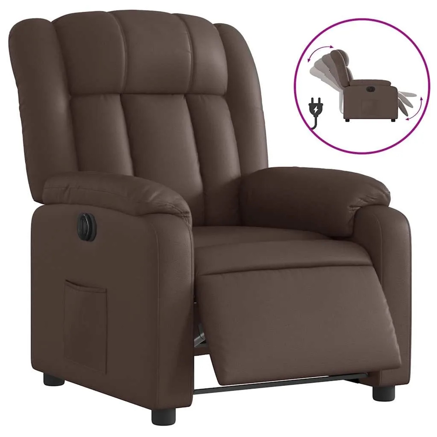 vidaXL Elektrischer Relaxsessel Braun Kunstleder 3205252