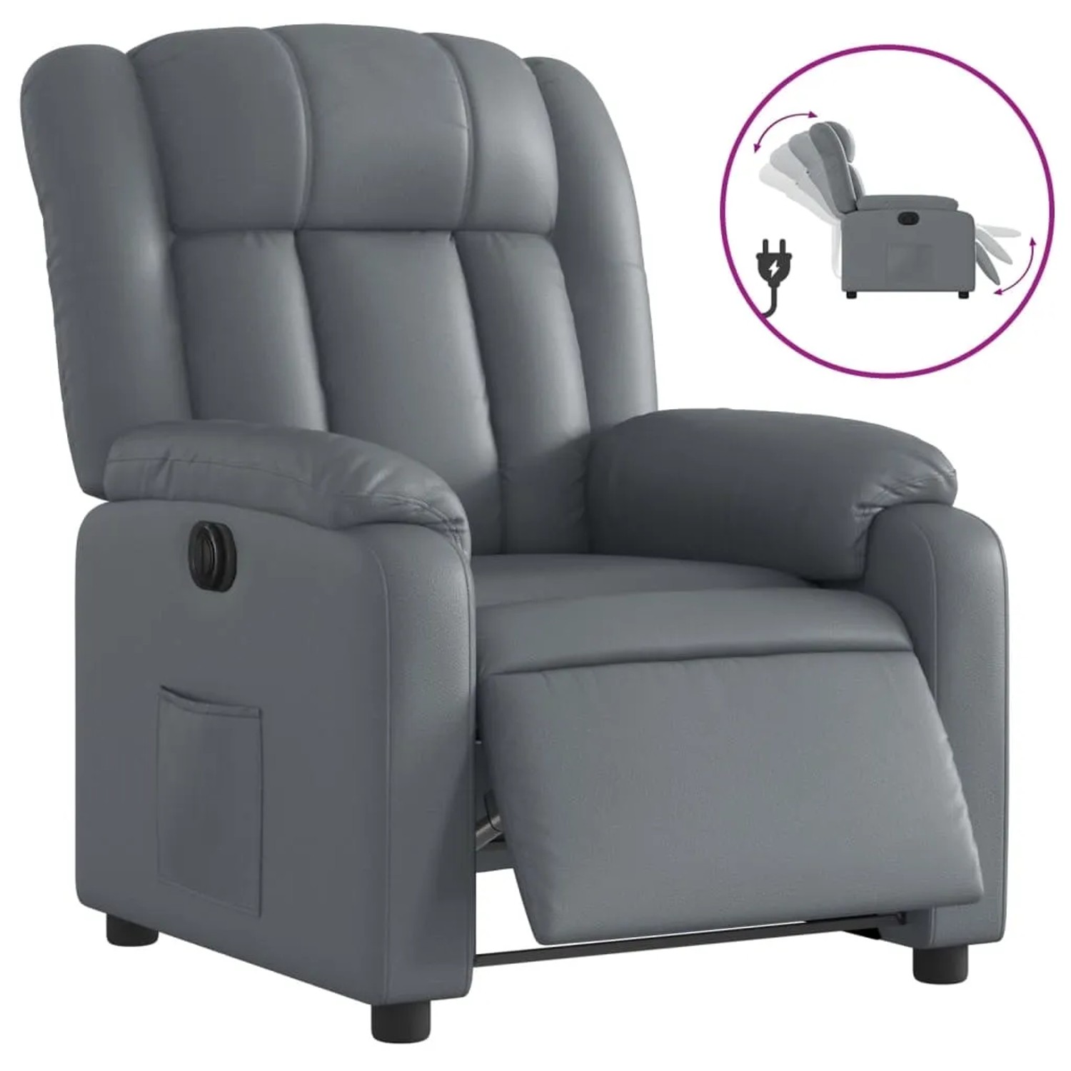 vidaXL Relaxsessel Elektrisch Grau Kunstleder 3205253