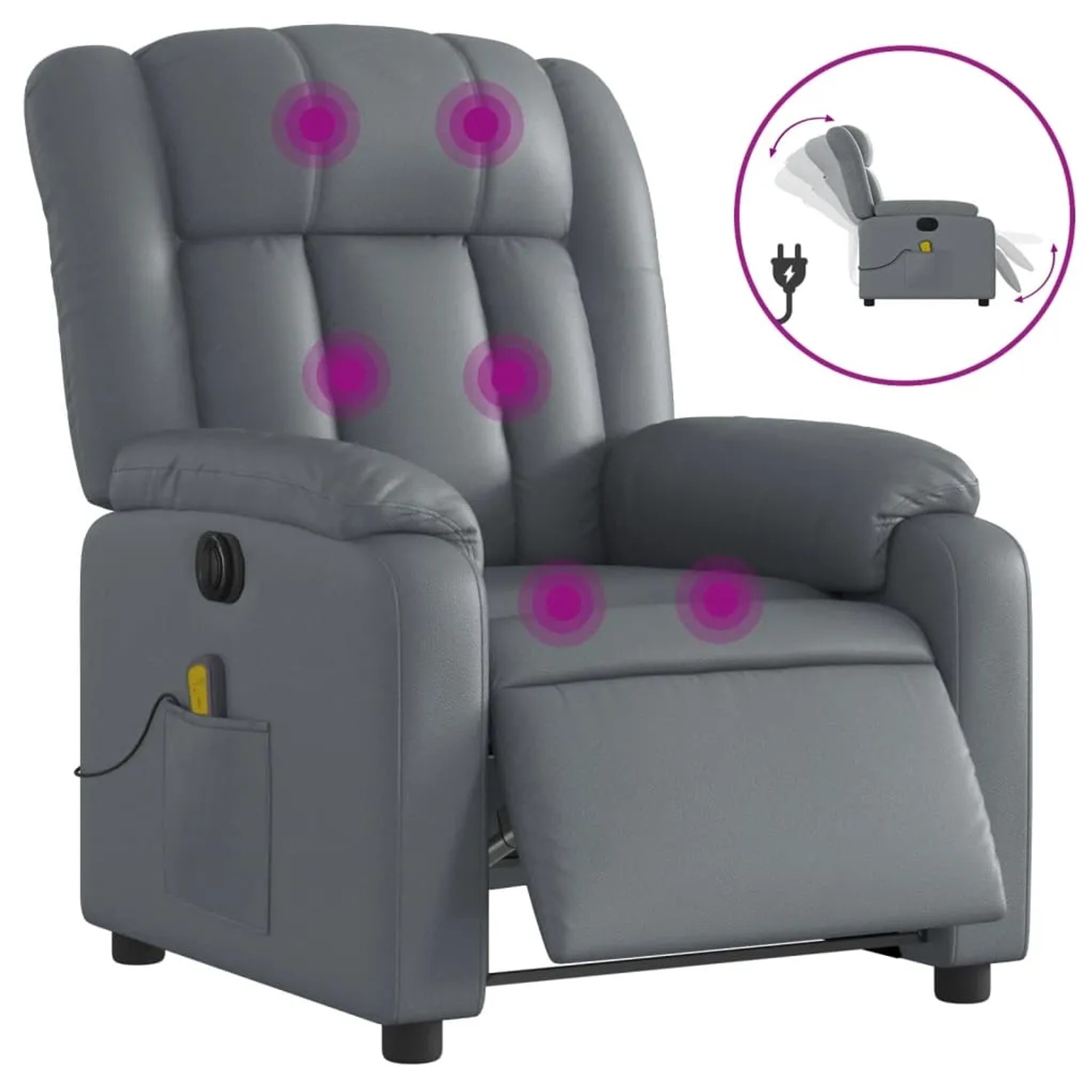 vidaXL Massagesessel Elektrisch Grau Kunstleder Modell 10