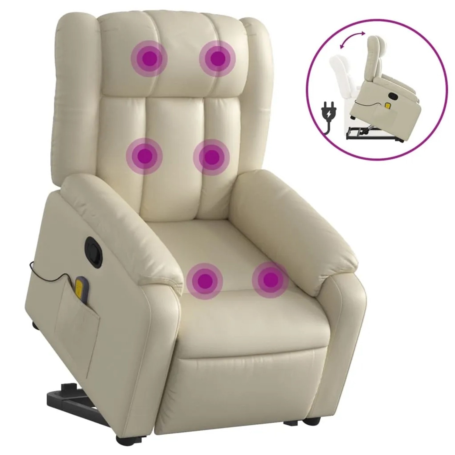 vidaXL Massagesessel mit Aufstehhilfe Creme Kunstleder Modell 4