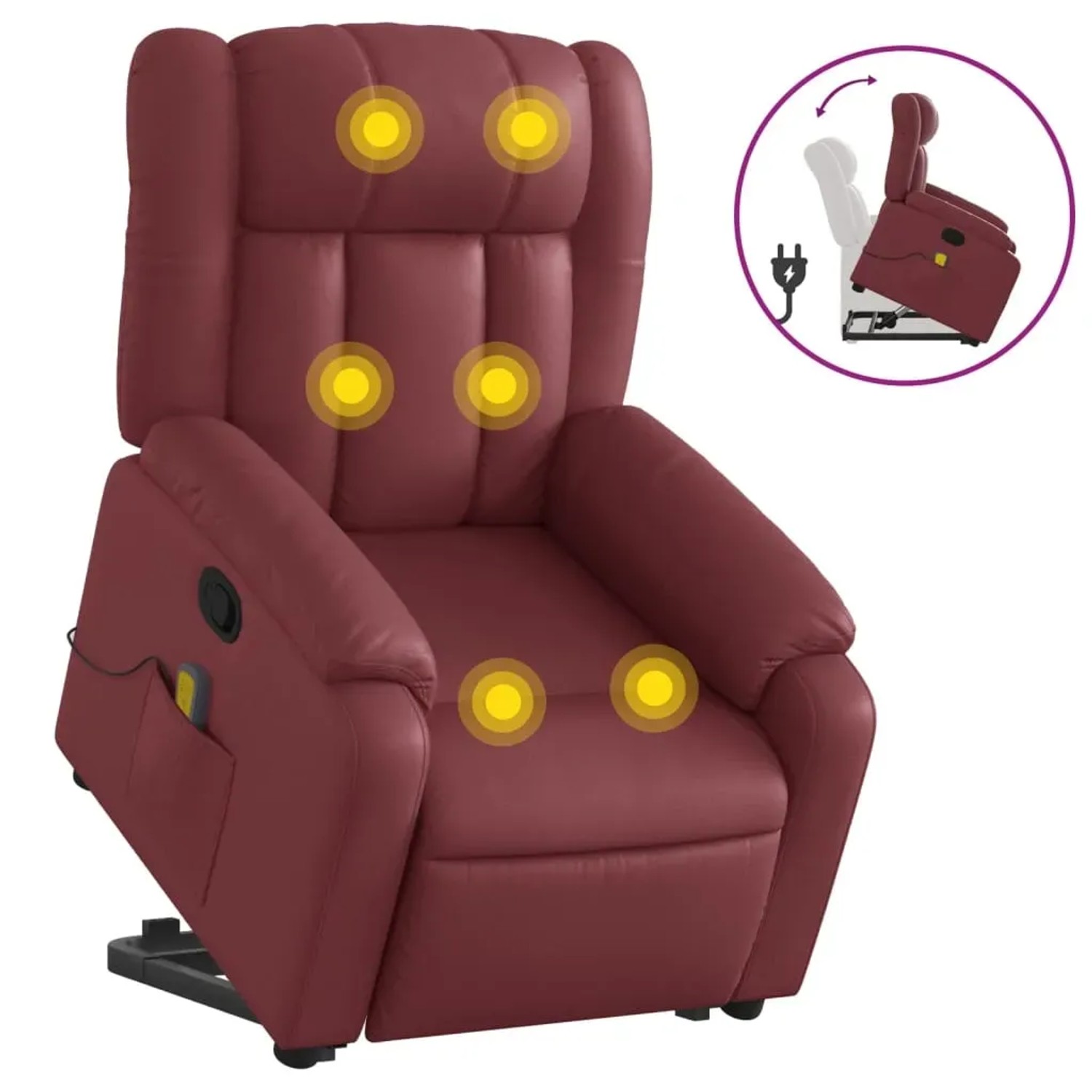 vidaXL Massagesessel mit Aufstehhilfe Weißrot Kunstleder Modell 2