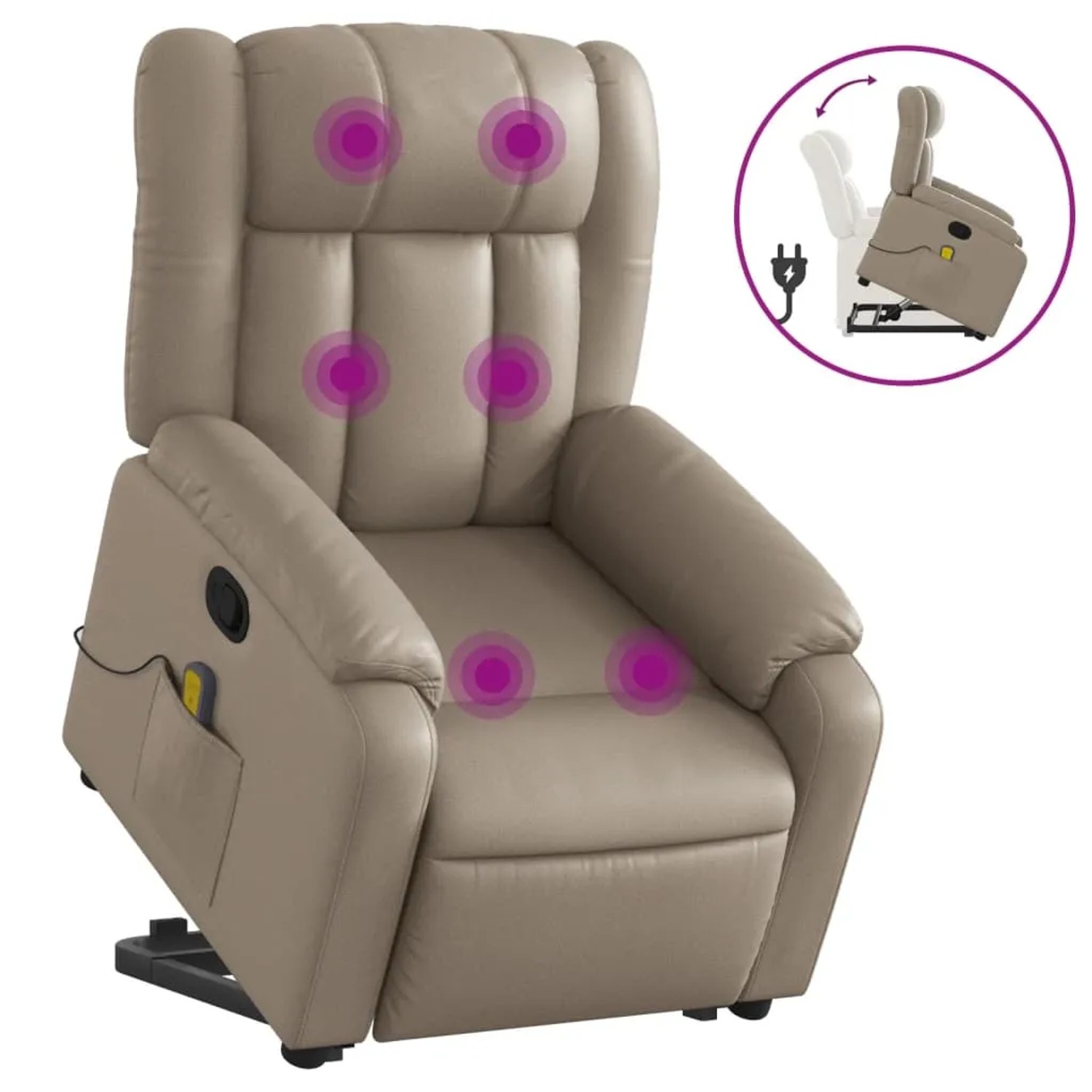 vidaXL Massagesessel mit Aufstehhilfe Cappuccino-Braun Kunstleder Modell 1