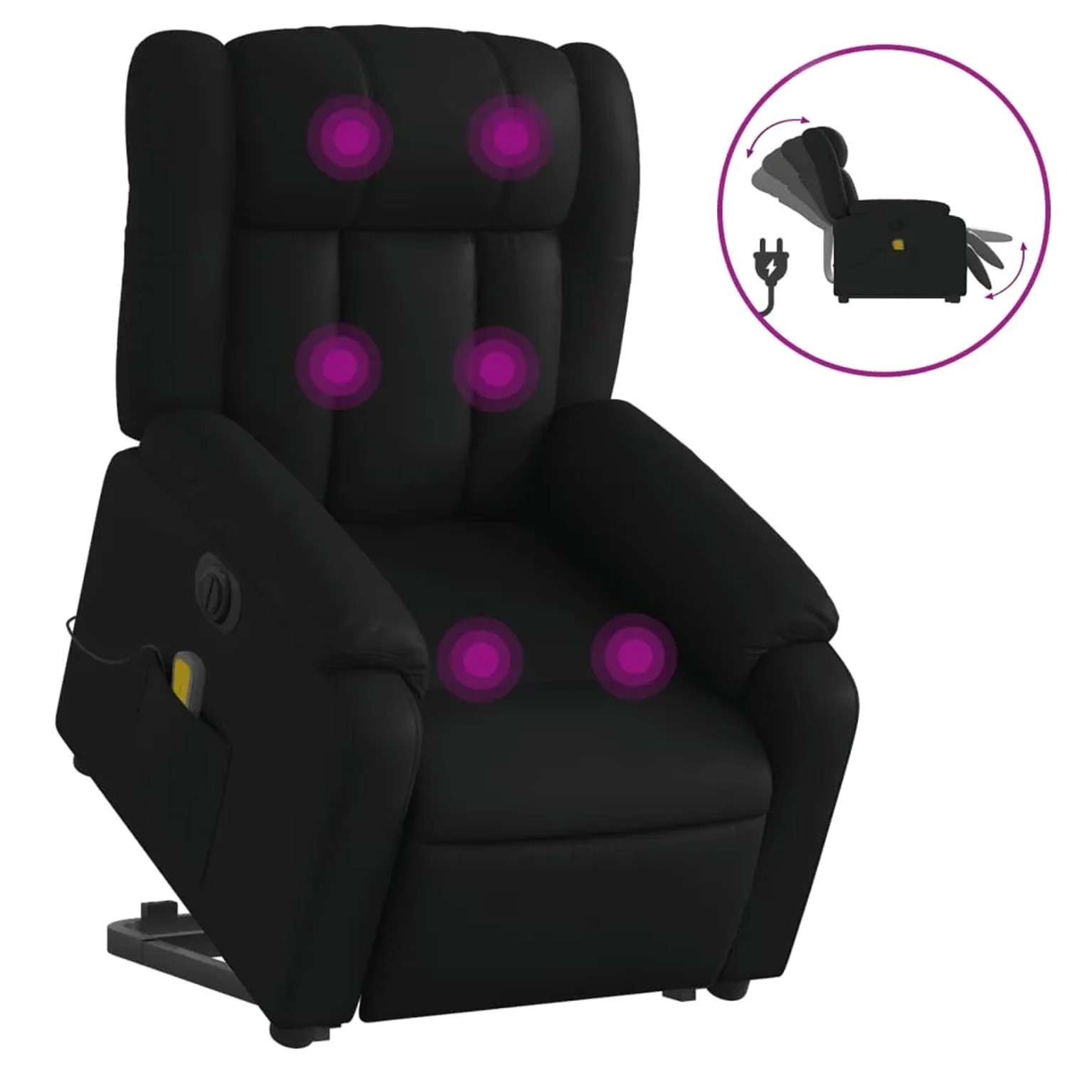 vidaXL Massagesessel mit Aufstehhilfe Elektrisch Schwarz Kunstleder Modell 6
