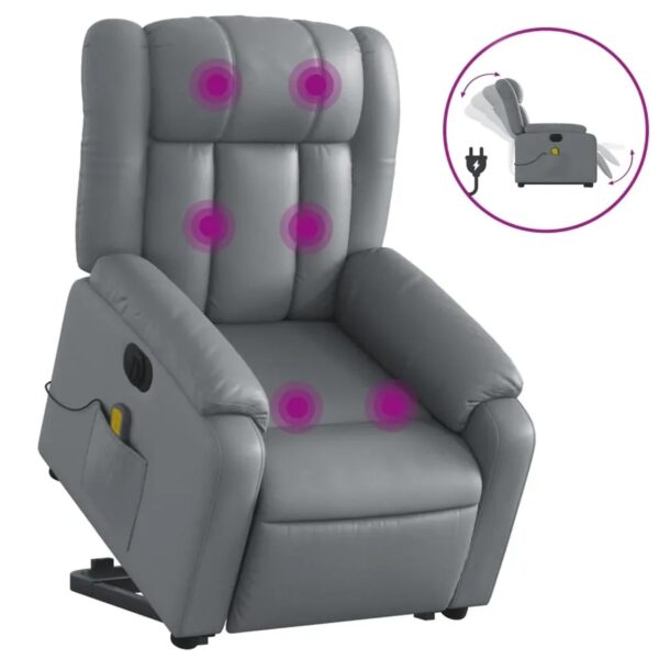 vidaXL Massagesessel mit Aufstehhilfe Elektrisch Grau Kunstleder Modell 8