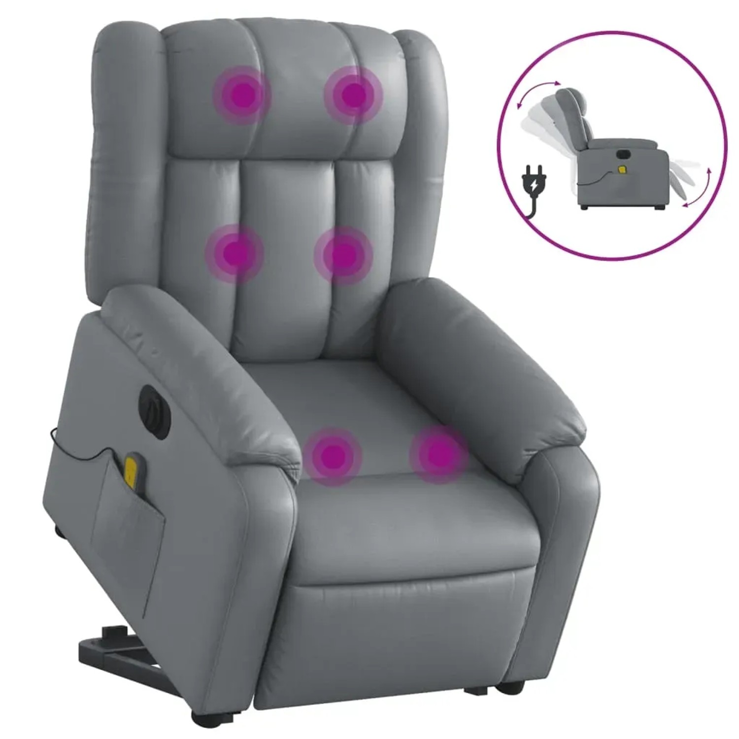 vidaXL Massagesessel mit Aufstehhilfe Elektrisch Grau Kunstleder Modell 8