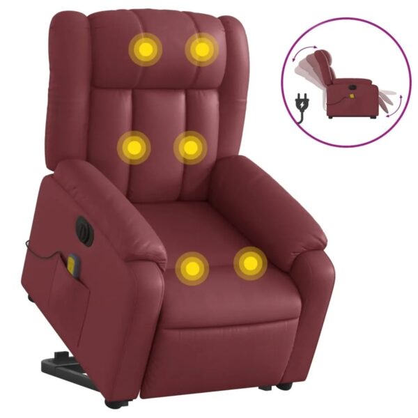 vidaXL Massagesessel mit Aufstehhilfe Elektrisch Weißrot Kunstleder Modell 2