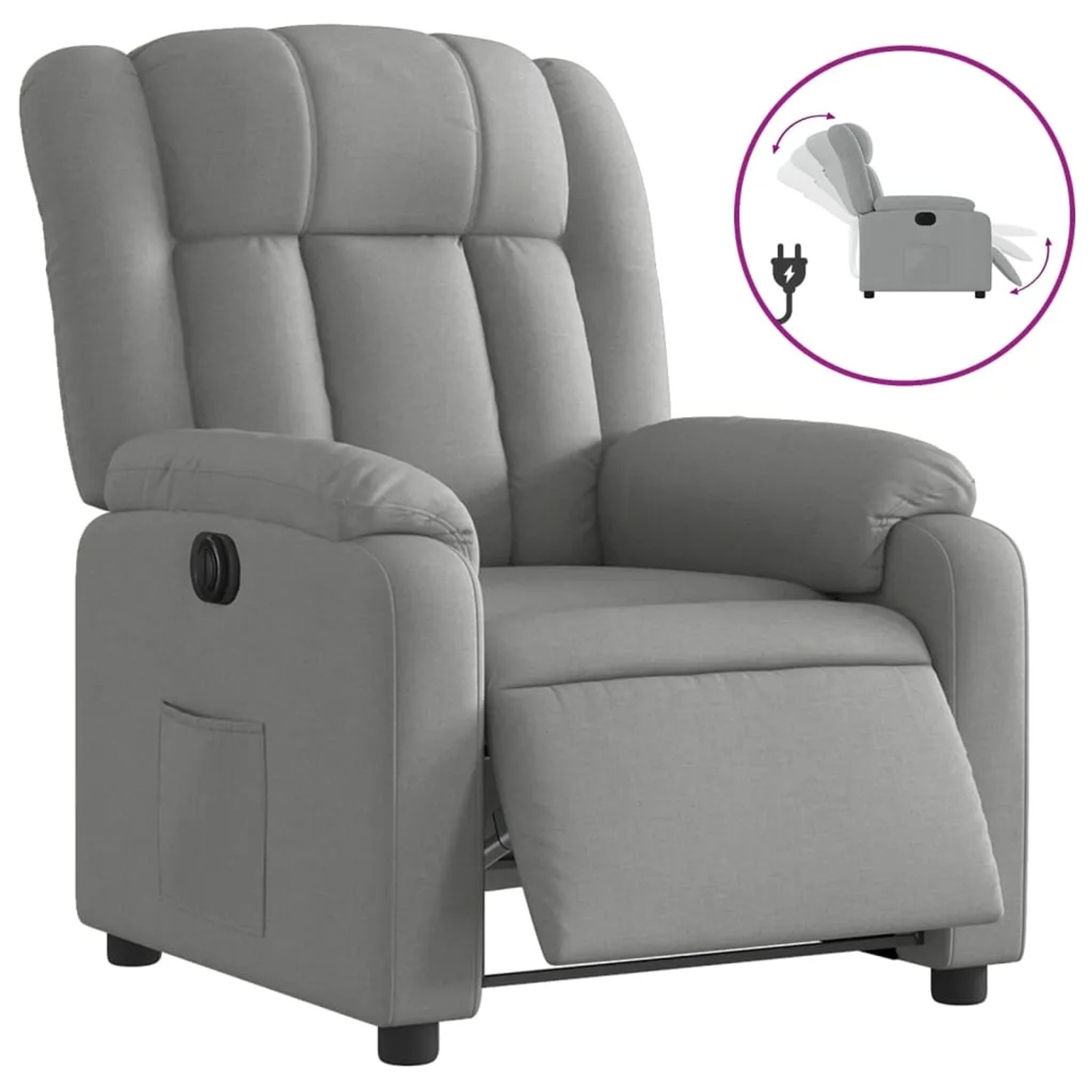 vidaXL Relaxsessel Elektrisch Hellgrau Stoff 3205292