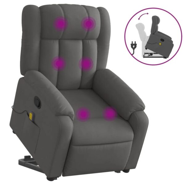 vidaXL Massagesessel mit Aufstehhilfe Dunkelgrau Samt Modell 6